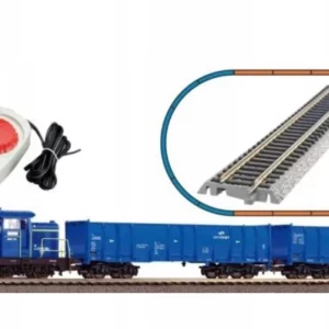 Piko 97937 voie H0 Coffret de démarrage locomotive diesel SM 42 pour train de marchandises avec 2 wagons de marchandises ouverts de PKP Cargo, époque IV