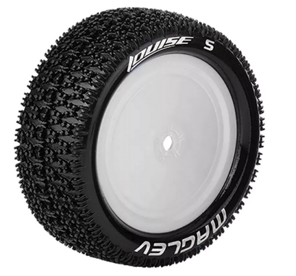 Louise RC - E-MAGLEV - 1-10 Buggy Tire Set - Mounted - Soft - White Wheels - Hex 12mm - 4WD - Front - L-T3174SWKF
