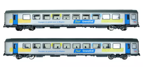 Coffret 2x Corail B11tu 2ème Cl. Fluo Grand-Est SNCF ép. VI - HO 1/87 - PIKO 97312