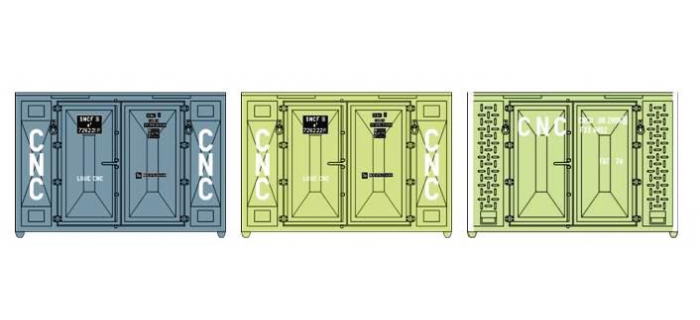 Set de 3 Containers CADRE 72 (1 bleu et 2 verts CNC) - XB-035 - REE Modeles - Accessoires