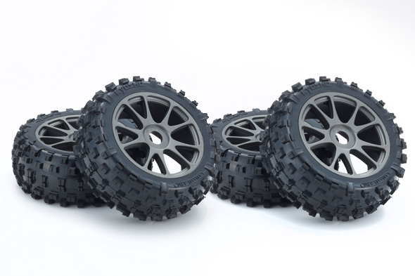 Kyosho Roues montées jantes gun metal Inferno Neo 3.0 (4) IFTH004GMKC