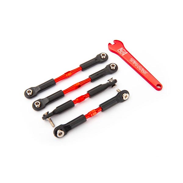Traxxas Biellettes de carrossage alu rouges av/39 mm arr/49 mm a pas inverse 3741X