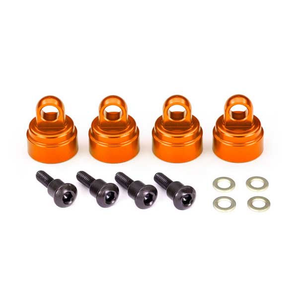 Traxxas Bouchons d’amortisseurs alu anodisé orange (4) 3767T