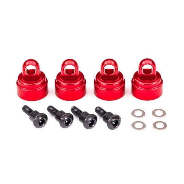Traxxas Bouchons d’amortisseurs alu anodisé rouge (4) 3767X
