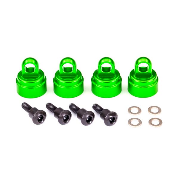 Traxxas Bouchons d’amortisseurs alu anodisé vert (4) 3767G