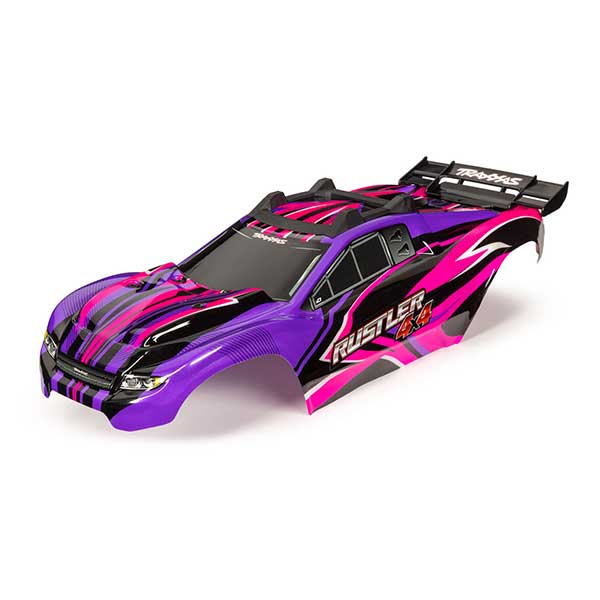 Traxxas Carrosserie Rustler 4x4 peinte et décorée rose/violette 6734P