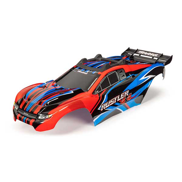 Traxxas Carrosserie Rustler 4x4 peinte et décorée rouge/bleue 6734R