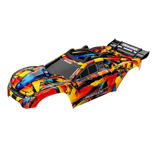 Traxxas Carrosserie Rustler 4x4 peinte et décorée solar flare 6718R