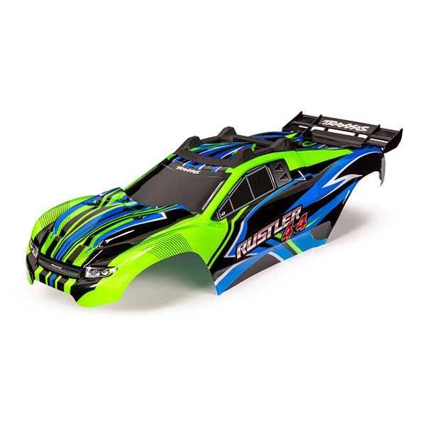 Traxxas Carrosserie Rustler 4x4 peinte et décorée verte/bleue 6734G