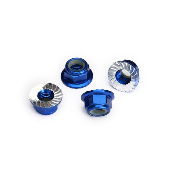 Traxxas Ecrous 5mm aluminium anodise bleu, dentele (x4) 8447X – Image 1
