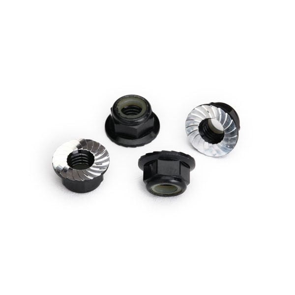 Traxxas Ecrous 5mm aluminium anodise noir, dentele (x4) 8447A – Image 1
