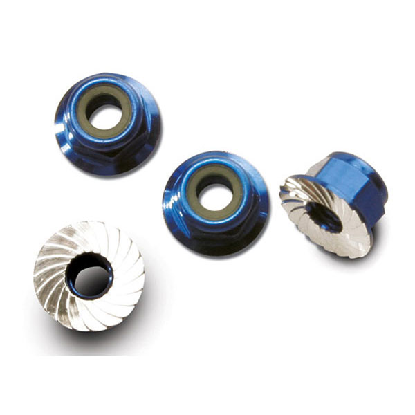 Traxxas Ecrous nylstop epaules 4 mm anodises bleu (4) 1747R – Image 1