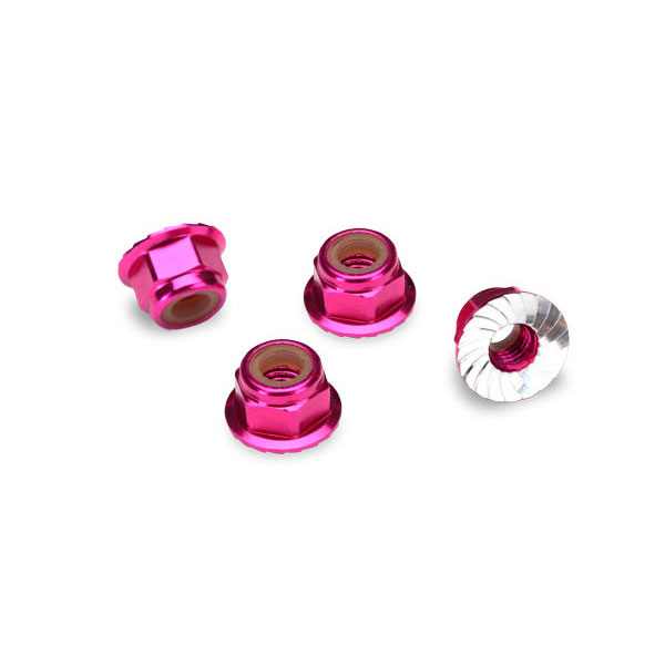 Traxxas Ecrous nylstop epaules 4 mm anodises rose (4) 1747P – Image 1