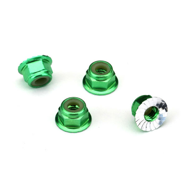 Traxxas Ecrous nylstop epaules 4 mm anodises vert (4) 1747G – Image 1