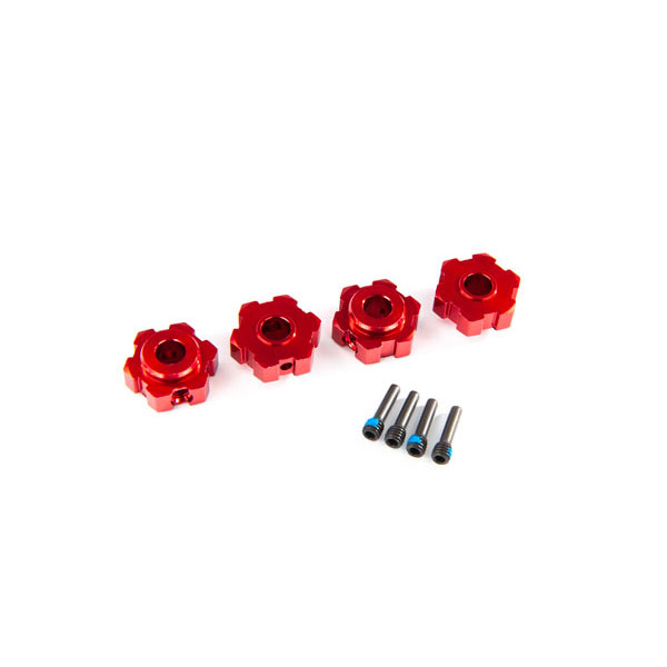 Traxxas Hexagones de roues alu anodises rouge 8956R – Image 1