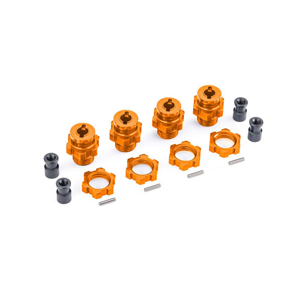 Traxxas Hexagones + écrous de roues alu 17 mm anodisés oranges (x4) 9086-ORNG