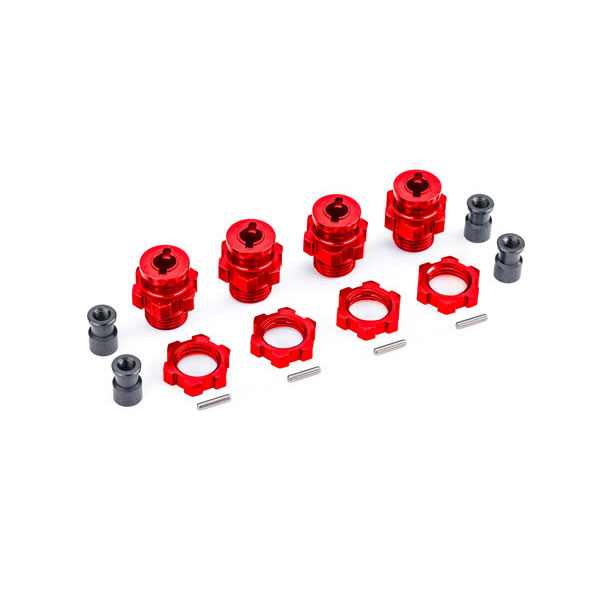 Traxxas Hexagones + écrous de roues alu 17 mm anodisés rouges (x4) 9086-RED