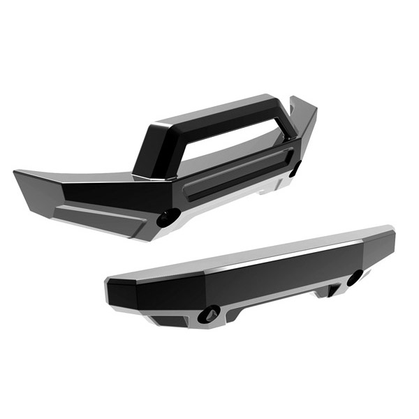 Traxxas Pare choc avant et arrière chromees noir – Mini Maxx 10735-BLKCR