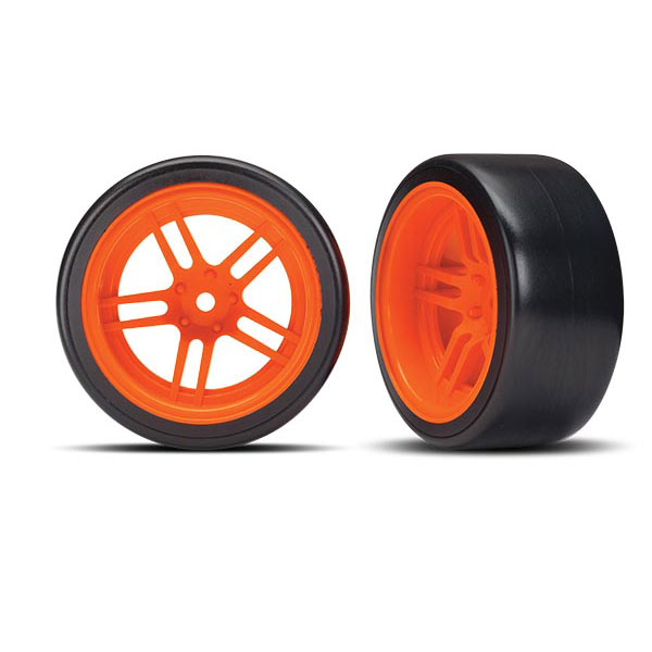 Traxxas Pneus + jantes arrière orange 1,9 Drift (2) 8377A