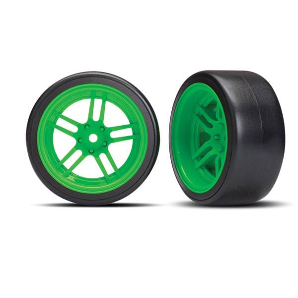 Traxxas Pneus + jantes arrière vert 1,9 Drift (2) 8377G