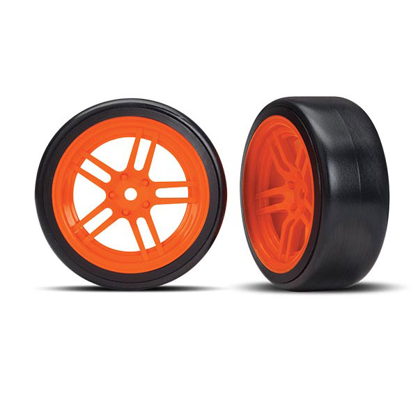 Traxxas Pneus + jantes avant orange 1,9 Drift (2) 8376A