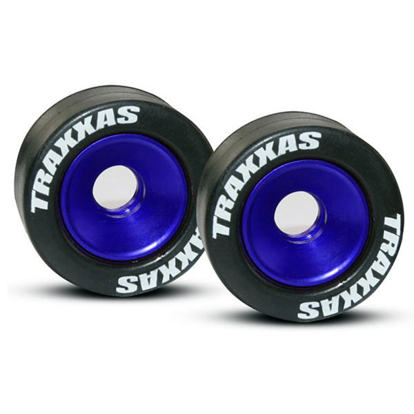 Traxxas Roues alu anodisées bleu pour barre wheelie bar (2) 5186A