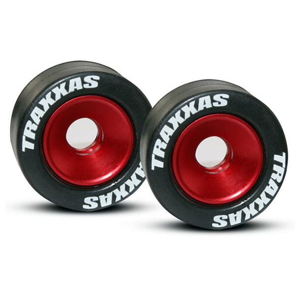 Traxxas Roues alu anodisées rouge pour barre wheelie bar (2) 5186
