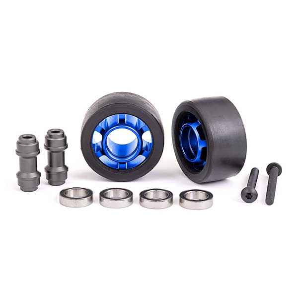 Traxxas Roues alu anodises bleues pour wheelie bar – X-Maxx (2) 7775X – Image 1