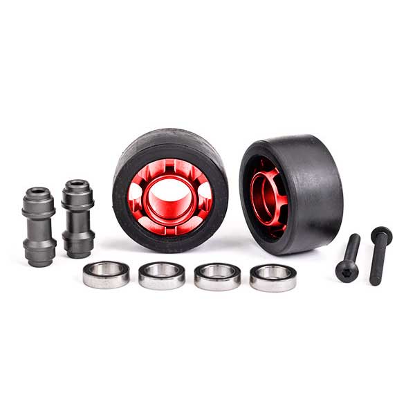 Traxxas Roues alu anodises rouges pour wheelie bar – X-Maxx (2) 7775R – Image 1