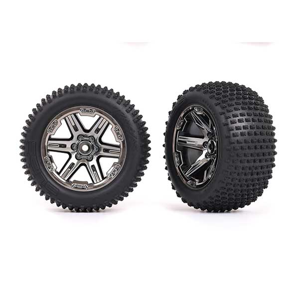 Traxxas Roues arrière montées collées alias 2.8 chromees noire (2) 3772R