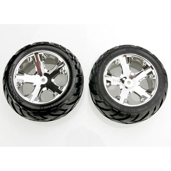 Traxxas Roues arrière montées collées anaconda jantes chrome électrique (2) 3773