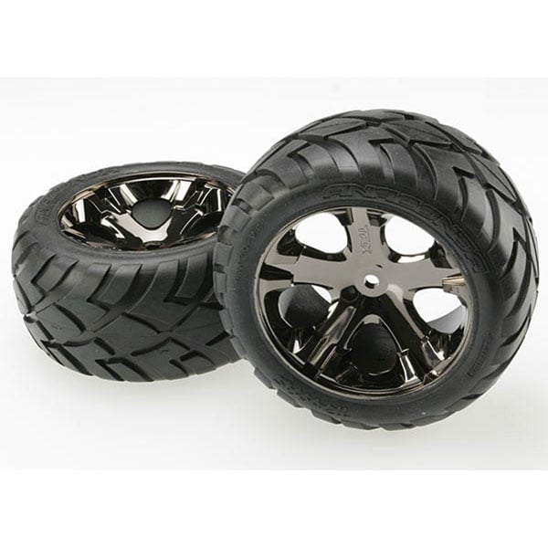 Traxxas Roues arrière montées collées anaconda jantes noires électrique (2) 3773A