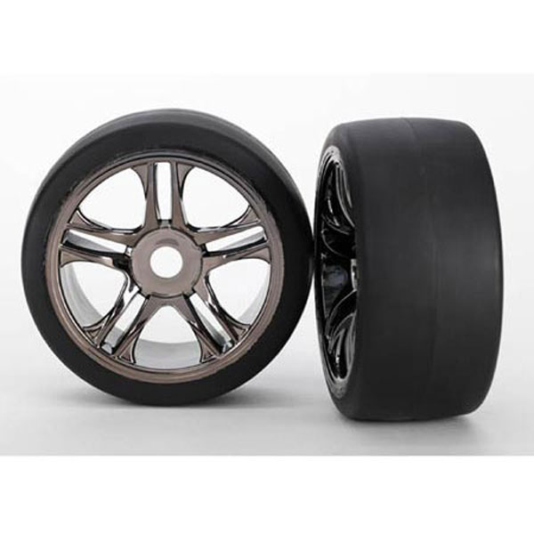 Traxxas Roues arrière montées collées sur jantes chromees (2) XO-1 6477