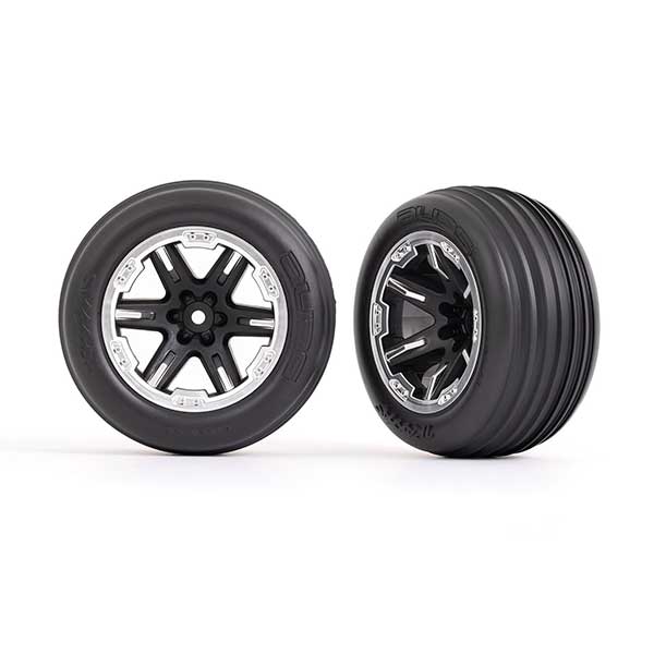 Traxxas Roues avant montées collées jantes noir/satin 2.8 (2) 3771X