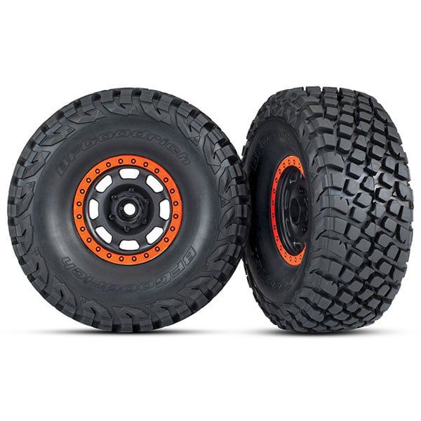 Traxxas Roues montées collées desert racer orange (2) 8472
