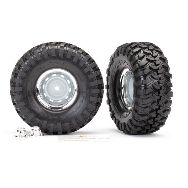 Traxxas Roues montées collées jantes 1,9 chromees (x2) necessite 8255a 8166