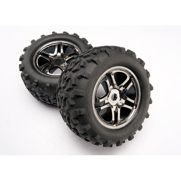 Traxxas Roues montees collees jantes chrome noires Maxx pour Maxx series (2) 4983A – Image 1