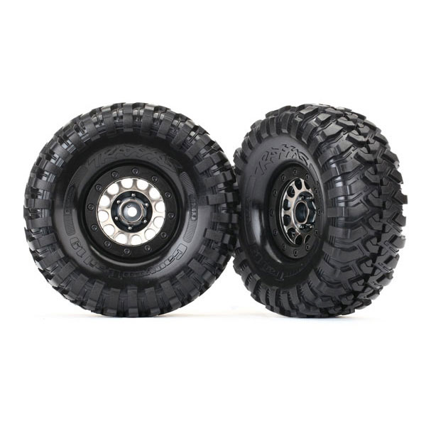 Traxxas Roues montées collées jantes method 1,9 chromees noire (x2) 8174