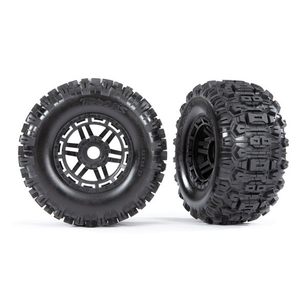 Traxxas Roues montées collées noires sledgehammer – Maxx (2) 8973