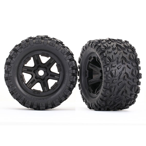 Traxxas Roues montees collees noires talon ext 17mm (2) 8672 – Image 1