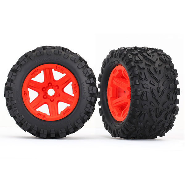 Traxxas Roues montees collees oranges talon ext 17mm (2) 8672A – Image 1