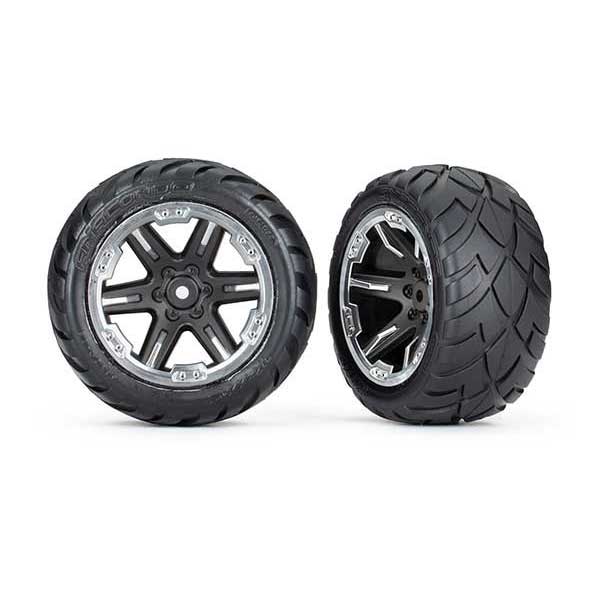 Traxxas Roues montées collées rxt 2,8 » chromees noire anaconda x2 – elec arr 6768X