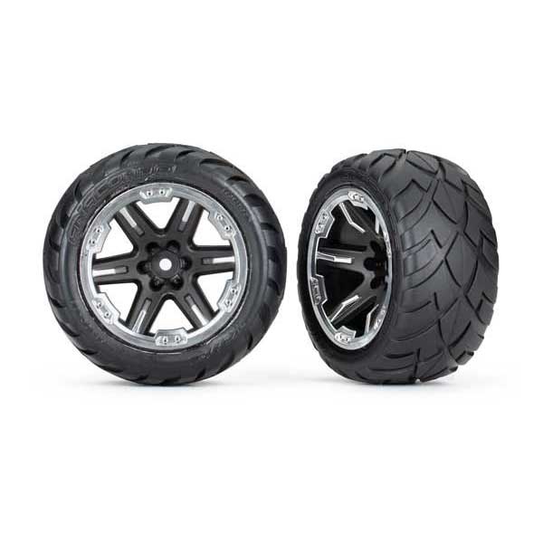 Traxxas Roues montées collées rxt 2,8 » chromees noires talon (x2) 6775X
