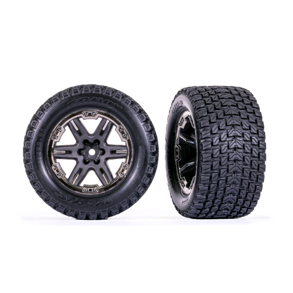 Traxxas Roues montées collées rxt 2,8/gravix chromees noires x2 6764-BLKCR
