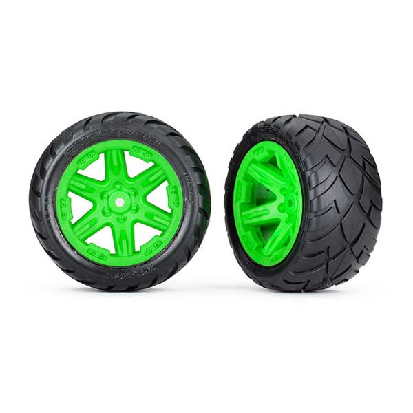 Traxxas Roues montées collées rxt 2,8 » vertes anaconda x2 – électrique arr 6768G