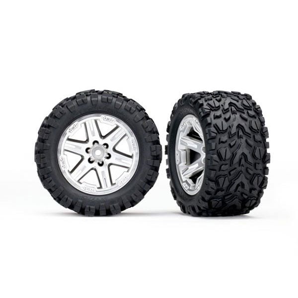 Traxxas Roues montées collées rxt chromees satin talon x2 – électrique ar 6774R
