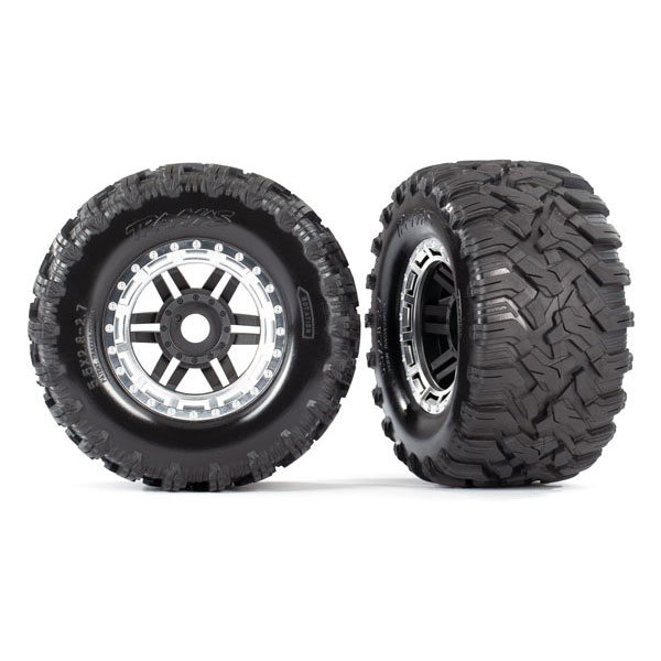 Traxxas Roues montées collées satin chromees – Maxx (2) 8972X