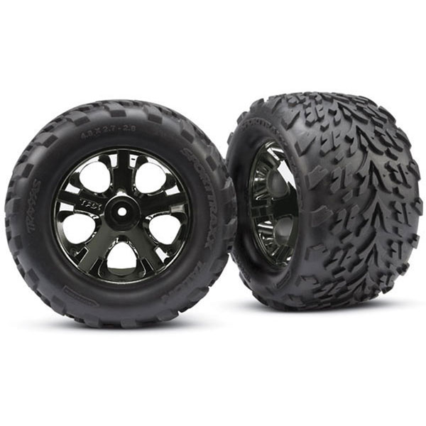 Traxxas Roues montées collées talon noire arr thermique / av électrique (2) 3669A