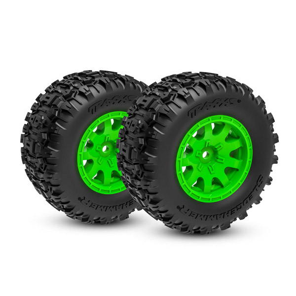 Traxxas Roues montées collées vertes sledgehammer arrière – Mini Maxx 10770-GRN
