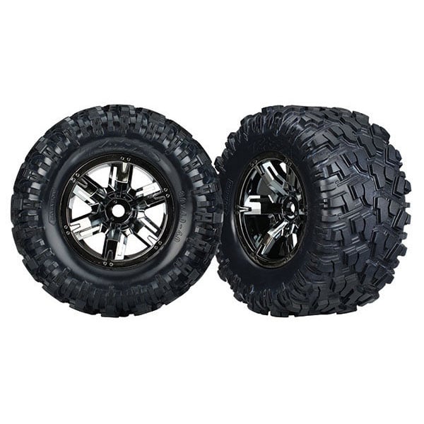Traxxas Roues montees collees X-Maxx chromee noires droit et gauche (2) 7772A – Image 1